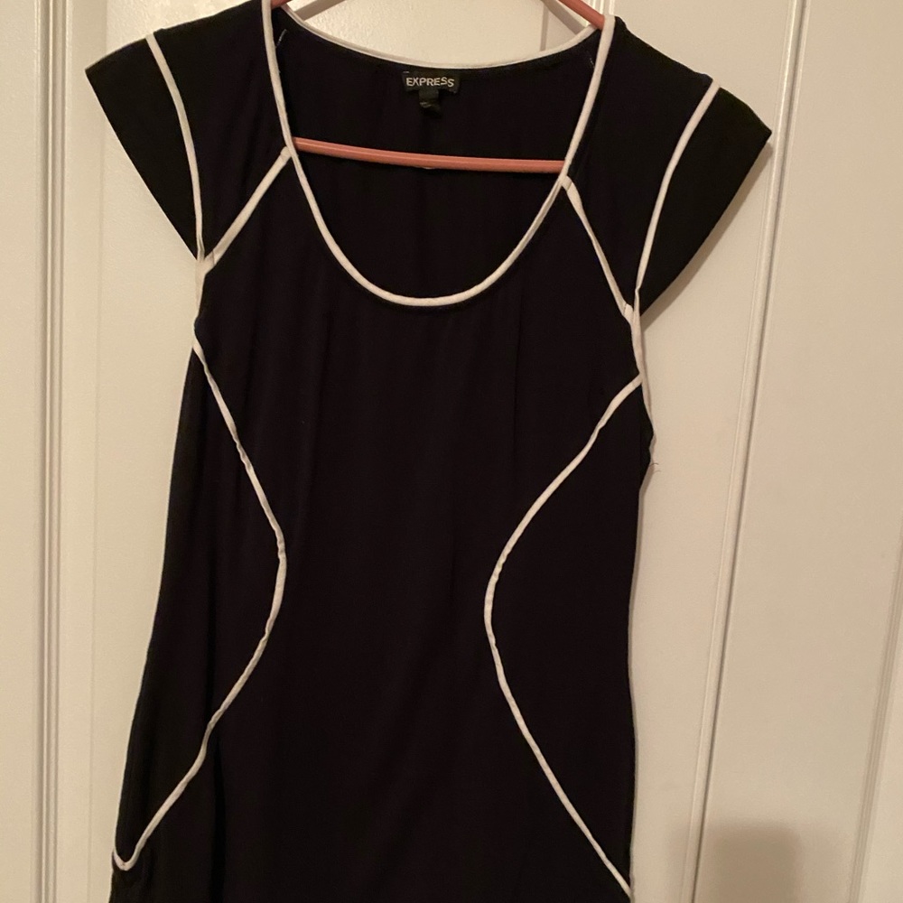 Express black with white trim contrast top